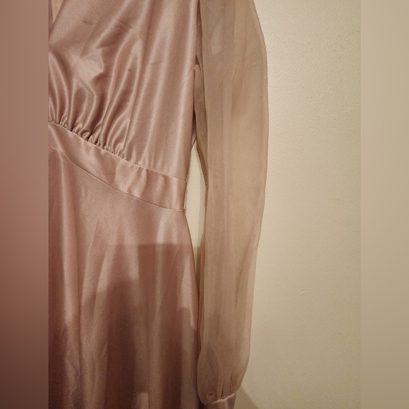 Vintage Blush Pink Nightgown/Dress With Darling Sheer Sleeves - Picture 2 of 5